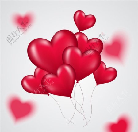 红色爱心气球束矢量素材