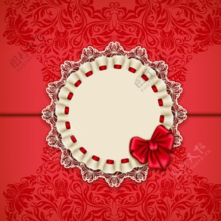 红色花纹蕾丝背景图片