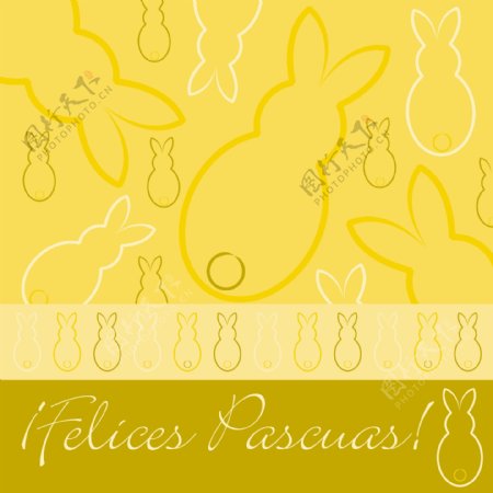 复活节快乐方面的矢量格式画兔子卡