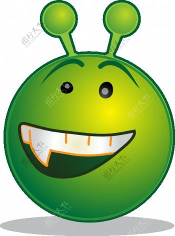 微笑的绿色外星人啊剪辑艺术