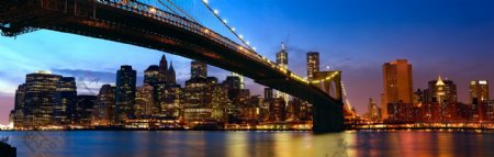 美丽布鲁克林大桥夜景图片