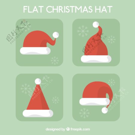 4款红色圣诞帽矢量素材