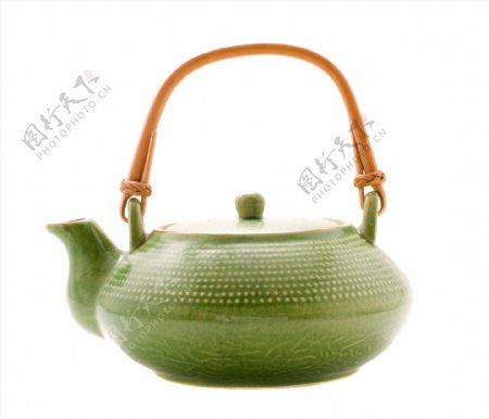 一个绿色茶壶图片