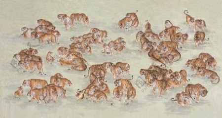 虎动物画国画