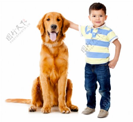 小男孩和狗图片