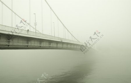 白雾笼罩的桥梁风景