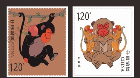 猴年邮票临摹