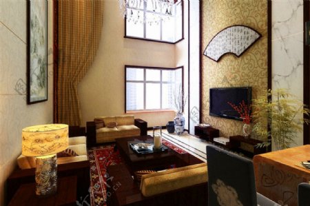 现代中式客厅装修效果图