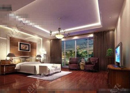 豪华舒适的紫色的卧室