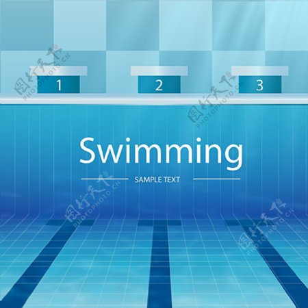 游泳池跳台背景矢量素材图片
