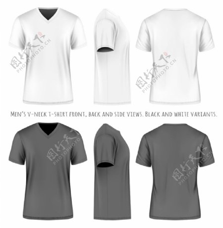 灰色和白色短袖T恤图片