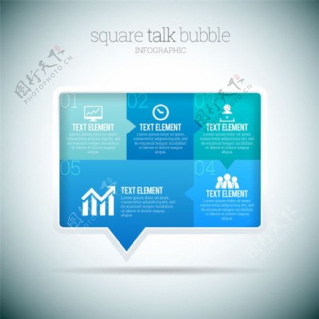 蓝色对话框信息图表图片