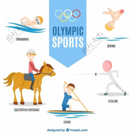 手绘人物巴西2016奥林匹克运动会矢量图