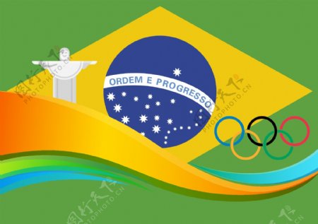 巴西国旗五环素材设计
