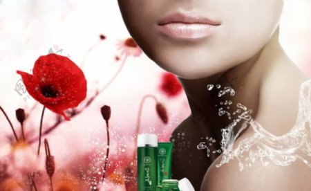 韩国美女水花花朵化妆品广告