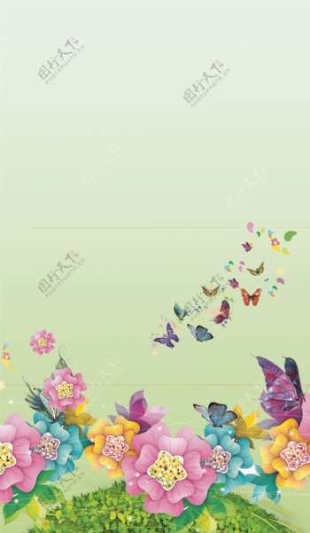 蝴蝶和花背景