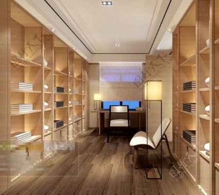书房空间3D模型素材