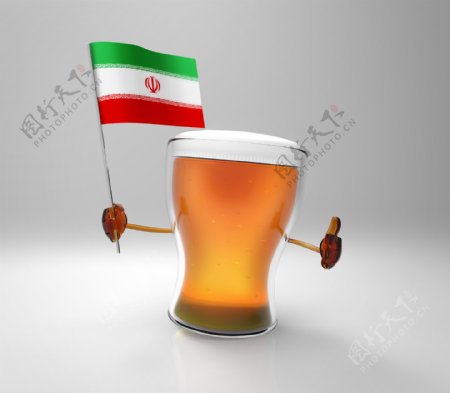 伊利国旗与啤酒图片