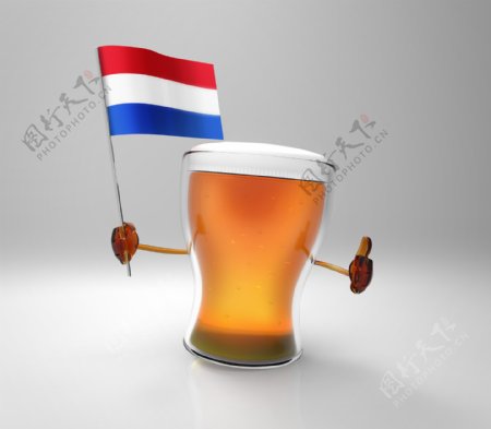 法国国旗与啤酒