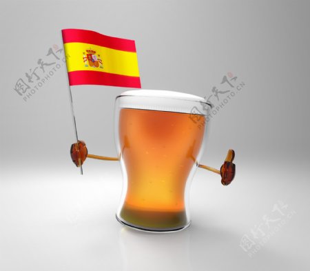 西班牙国旗与啤酒