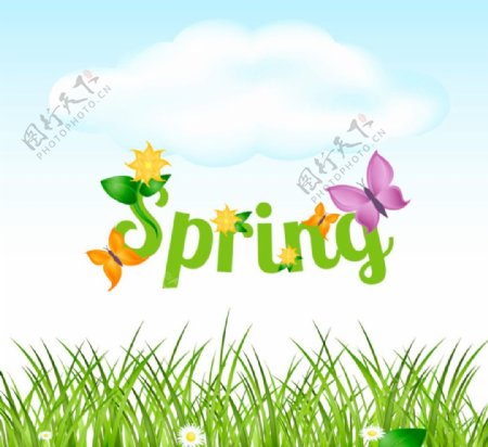 春季花草海报