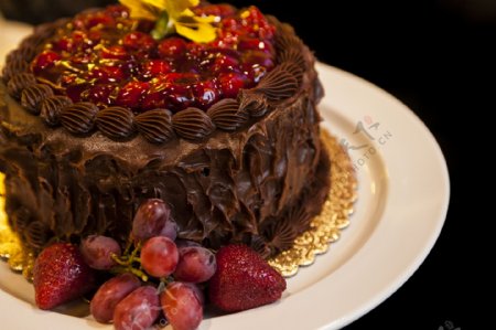 巧克力蛋糕摄影图片