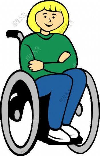 坐在轮椅上的剪贴画的女孩