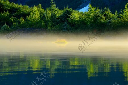 湖面上的薄雾图片