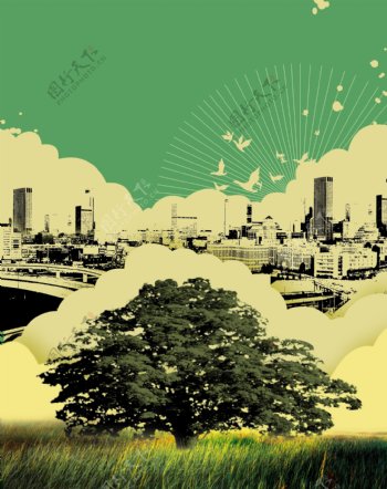 绿色清新城市海报