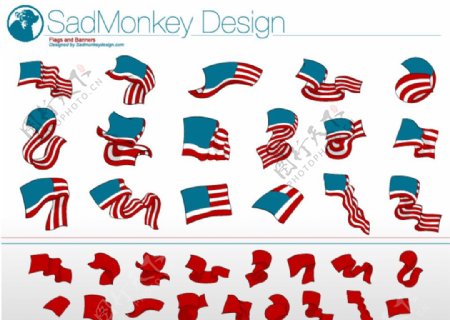 形状各异美国国旗元素