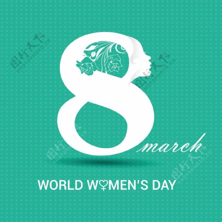 国际妇女节绿松石背景白色8