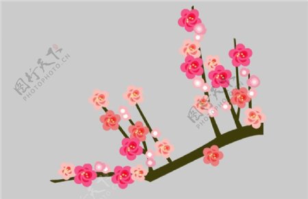 粉红色的梅花flash动画梅花矢量树枝花朵