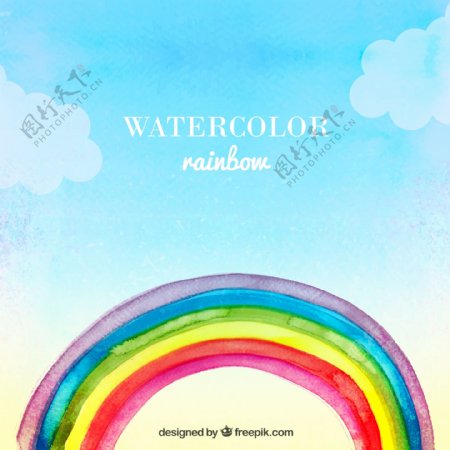 水彩彩虹背景矢量素材图片