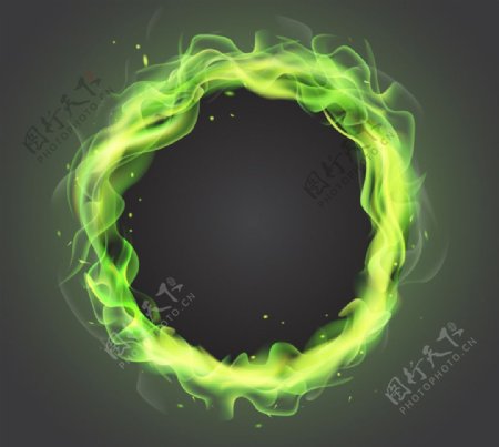 绿色火焰圆环矢量素材