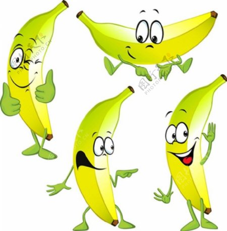 可爱香蕉表情矢量图