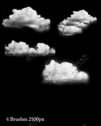 4个真实高分辨率蔚蓝天空白云photoshop笔刷