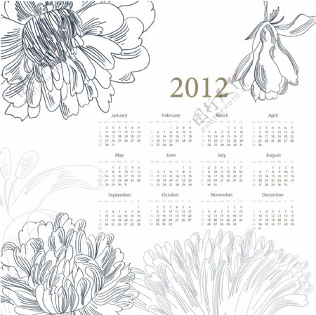 2012年花纹日历