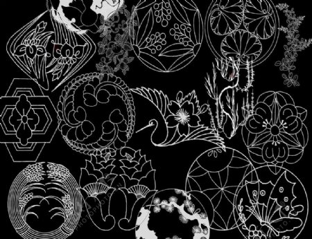 手绘日本风格花纹日系装饰图案PS笔刷下载