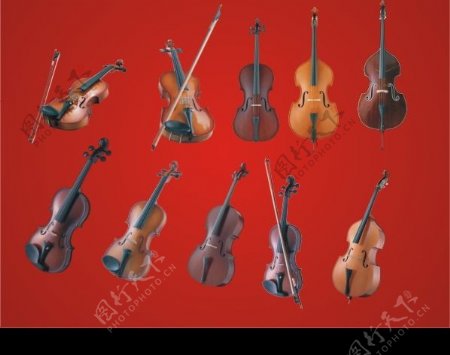 大提琴小提琴10把PSD分层素材