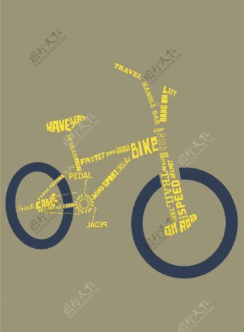 位图文字英文交通工具自行车免费素材