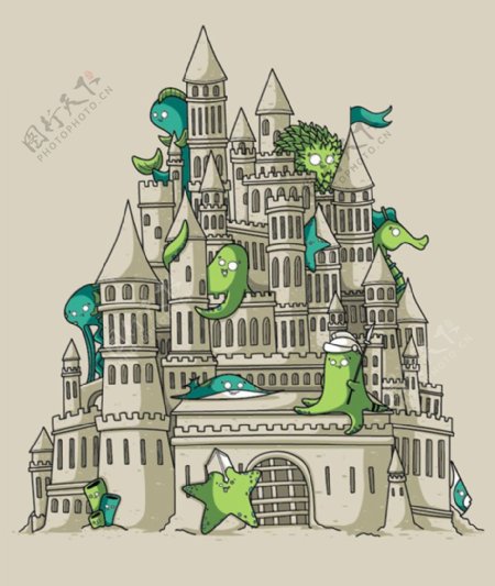 位图插画插画师Recycledwax城堡免费素材