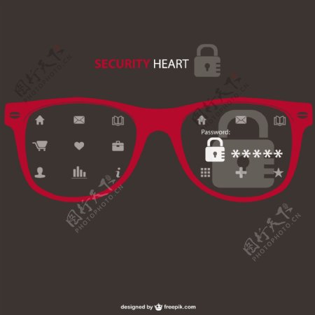 安全眼镜和网络图标