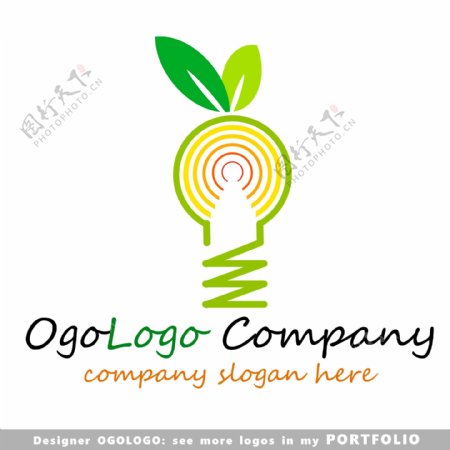 绿叶电灯泡logo
