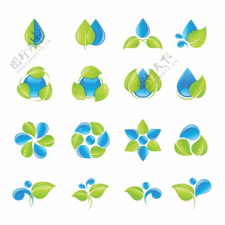 绿叶和水滴logo设计
