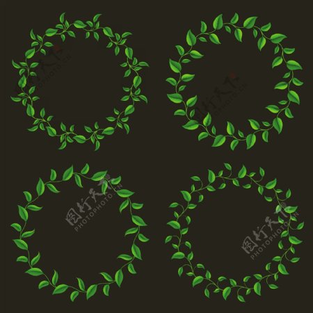 绿色叶子圆环素材