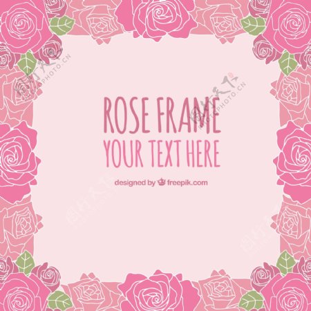 美丽的玫瑰装饰图案边框矢量素材