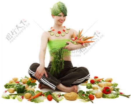 蔬菜和美女