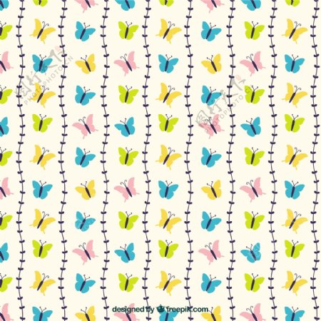 彩色蝴蝶的装饰图案