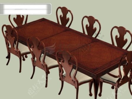 3d欧式组合餐桌椅
