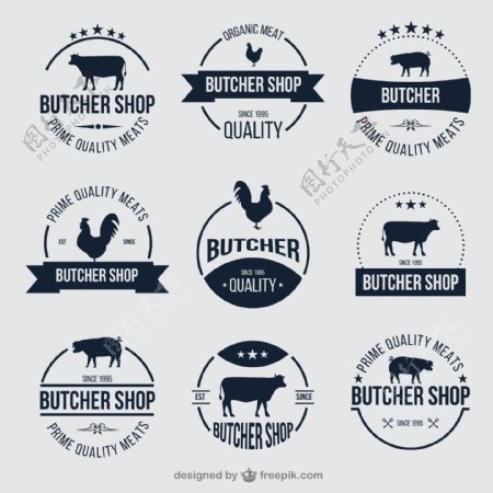 创意肉店标签矢量素材图片